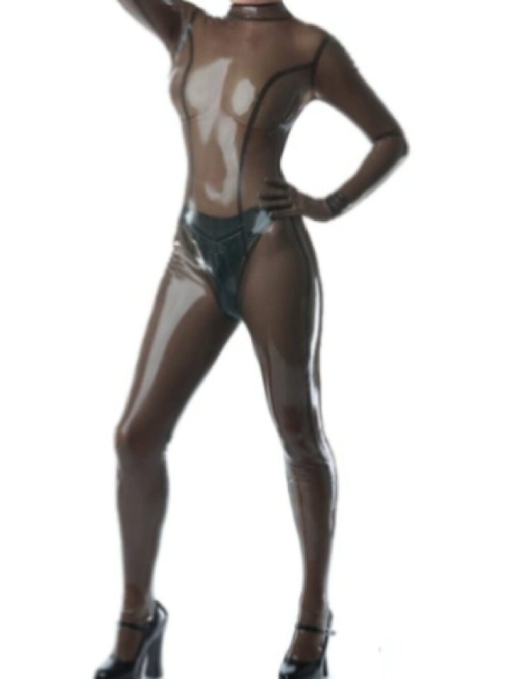 Libidex Front Zip Matrix Catsuit trans black
